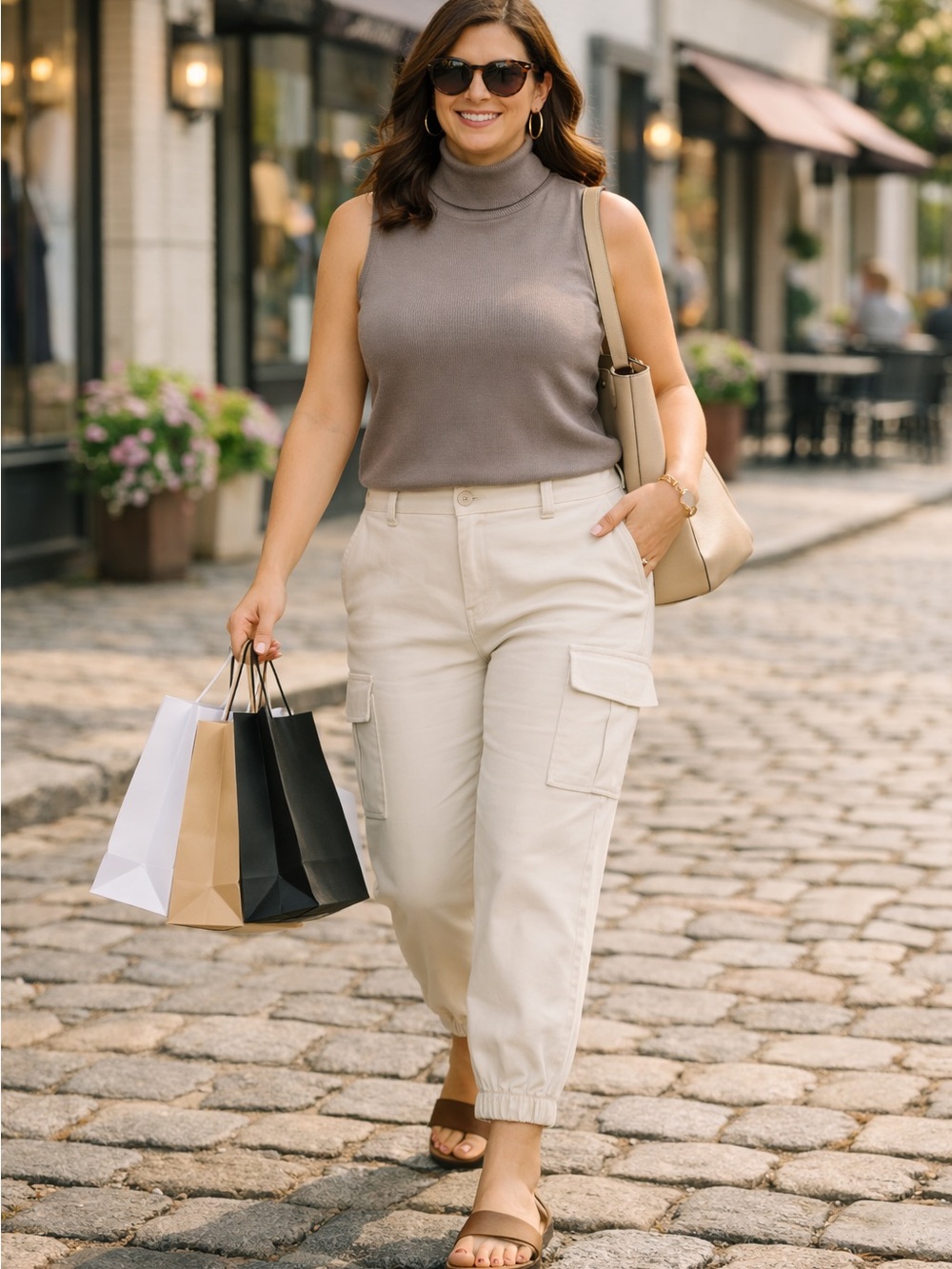 Banana Republic Cream Cargo Pants | Size 18| Gathered Ankle | Premium Fabric